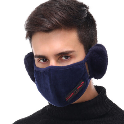 

Men Dustproof Warm Winter 2in1 Mask Cover Earmuffs Outerdoor Riding Running