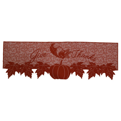 

Thanksgiving Maple Leaf Pumpkin Fireplace Scarf Thanksgiving Lace Mantel Cover For Festive Party Home Decoration