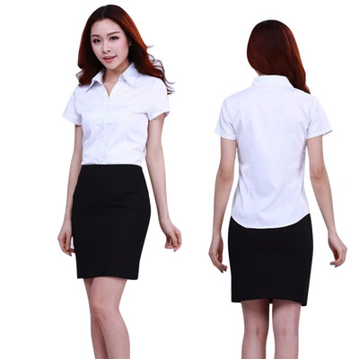 

New Korea Women Lady Turn-down Lapel Collar Cool Short Sleeve Tops Blouse Shirt Work Wear Formal Shirts