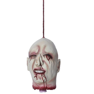 

Halloween Latex Cut Off Screaming Head On Chain Halloween Haunted House Scary Props Party Holiday DIY Decorations Bloody Limb