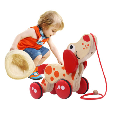 

YIWULAWooden animal puppy trailer toy Animals Educational Toys For Kids