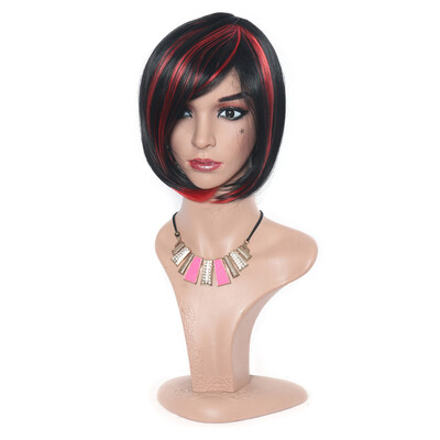 

Gobestart Women Sexy Short Mixed Colour Rose Net Wig Wavy Party Curly Synthetic Fashion