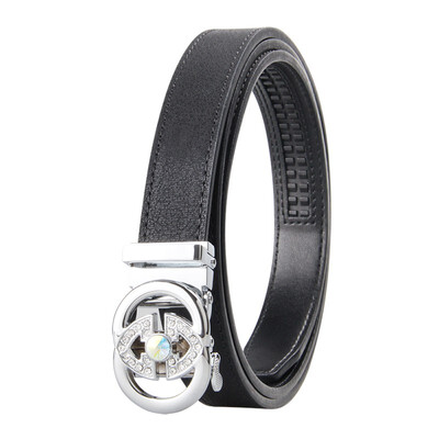 

Womens Automatic Buckle Genuine Leather Ladys Ratchet Holeless Belt Business High Quality Womens Real Belt for Pants