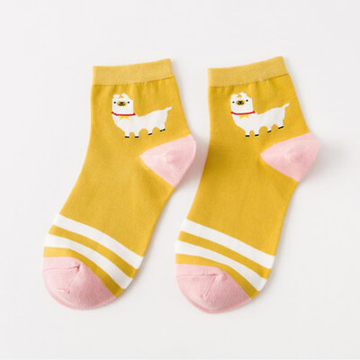 

Cartoon Alpaca Socks Casual Cotton Short Socks Elastic Stretch Breathable Socks Women Gifts