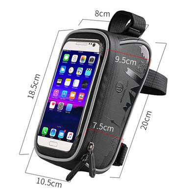 

1 Mobile Phone Bike Front Bag MTB Bicycle Frame Waterproof Tube Pouch Riding