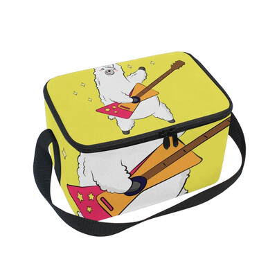 

ALAZA Lunch Box Insulated Lunch Bag Large Cooler Cute Cartoon Lama Tote Bag