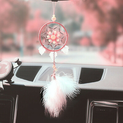 

1Wall Car Rearview Mirror Hanging Decor Ornament Dream Catcher Handmade Feather
