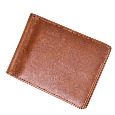 

Retro Men Multi Slots Solid Color Bifold Faux Leather Clutch Short Wallet Purse