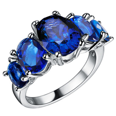 

925 Silver Ring Women Vintage Jewelry Fashion CZ Diamond Rings Colored gems