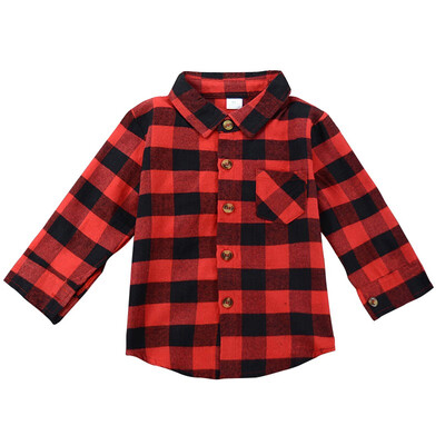 

1-7 Years Fashion Baby Boys Girls T-shirt Long Sleeve Tops Plaid Clothes Child Children Shirts