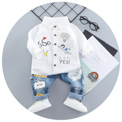 

Baby Boy Clothing Sets Spring Cartoon Fashion T-shirtDenim Pants Set Summer Kid Outfit Toddler Children Cotton Sports Clothes