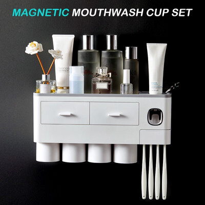 

Creative Toothbrush Holder Magnetic Adsorption Inverted Cup Wall Mount Firmly Bathroom Storage Rack
