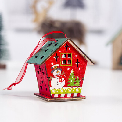 

Siaonvr LED Light Wood House Cute Christmas Tree Hanging Ornaments Holiday Decoration