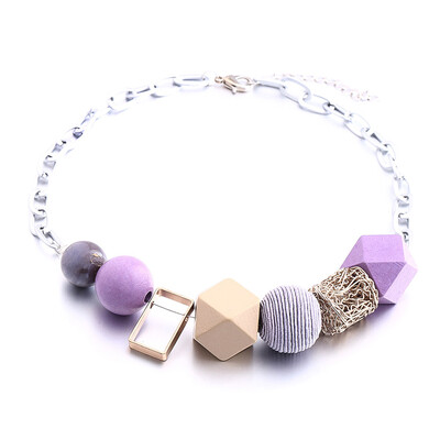 

Women Necklace Statement Necklaces Pendants geometry Wood Beads Necklace For Women Jewelry