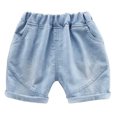 

Summer Children Boys Girls Solid Print Denim Short Pants Trousers Kids Casual Shorts Mid Waist