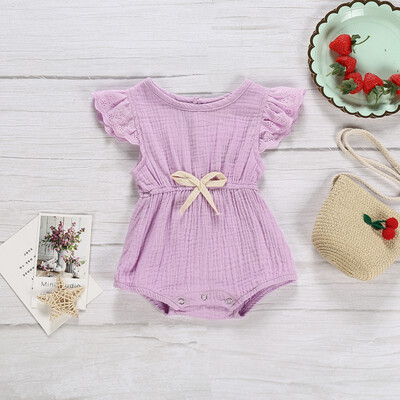

Baby Clothes Summer Casual Jumpsuit Baby Girl Purple Cotton Sleeveless Lace Rompers Kids Toddler Bodysuit