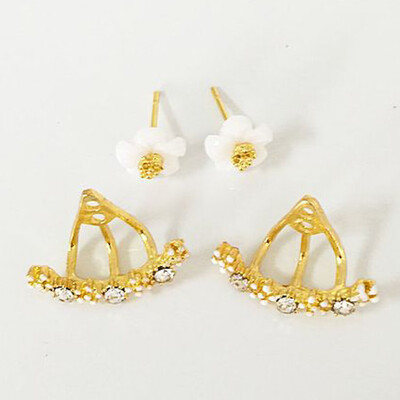 

Crystal Stud Earrings Boucle 2019 Fashion Flower Earrings For Women Gold Bijoux Jewelry