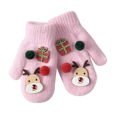 

Baby Gloves Christmas Winter Toddler Baby Thicken Girls Boys Full Finger Warm Knitted Mittens Cartoon Pattern Gloves