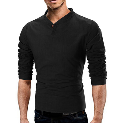 

Men Fashion Slim Long Sleeve Stand-up Collar T-Shirt Casual Solid Color Tops