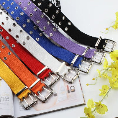 

Fashion Women Canvas Belts Hollow Out Air Hole Korean Style Decoration Belt Designer Unisex Casual Solid Color Corset Belts