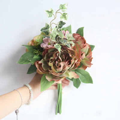 

3 Heads Artificial Peony Flower Bouquet for Wedding Home Decor Flower Arrangements