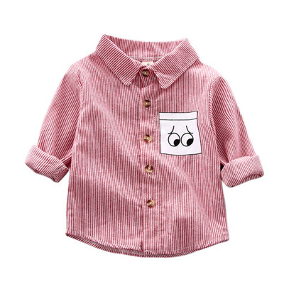 

Autumn Winter Baby Boy Shirts Casual Striped Letter Print Long Sleeve Shirt Children Clothes Kids Blouse