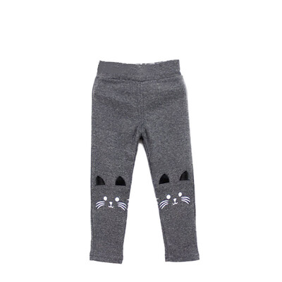 

New Fashion Cute Cat Printed Baby Girl Pants Kid Warm Stretch Leggings Trousers 2-7 Years Old