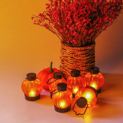 

6PcsSet Pumpkin Lantern Yellow Flickering Light Candle LED Light Candles Party Decoraction Lantern Halloween Decoration