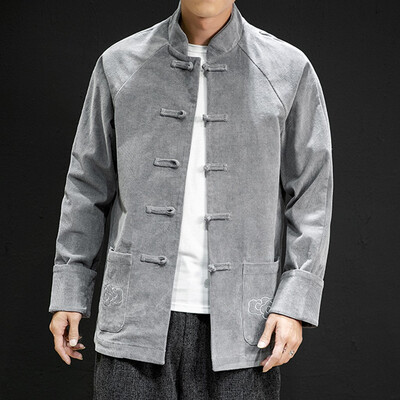 

Toponeto Mens New Winter Style Pure Colour Coat Of Retro Corduroy Comfortable Coat