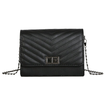 

Vintage Solid Color Faux Leather Metal Strap Women Messenger Shoulder Bag Pouch
