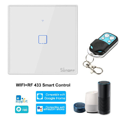 

SONOFF T2UK3C-TX 3 Gang Smart WiFi Wall Light Switch 433Mhz Wireless Control RF Remote Controller APPTouch Control Timer UK Stand