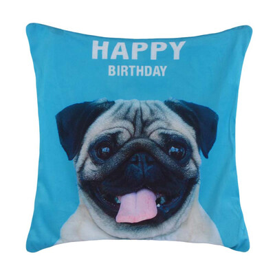 

Cute Pug Dog Linen Square Pillow Case Bolster Without Filler Home Decorative Love you