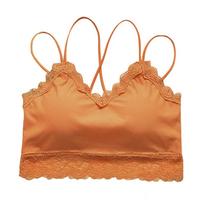 

EFINNY Women Lace Tube Tops V-Neck Bra Top Sexy Removable Padded Wrapped Chest Underwear