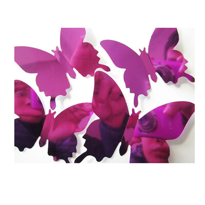 

Gobestart Butterfly Silver Mirror Decoration Home Room Art 3D DIY Wall Stickers 24PCS