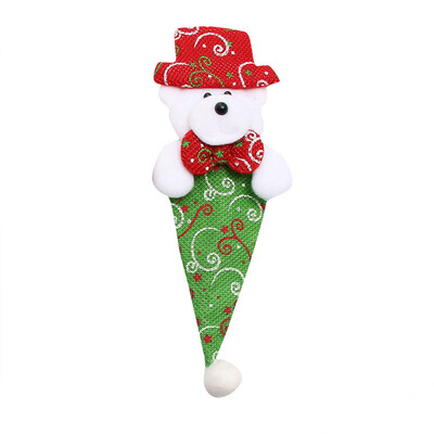 

Gobestart Christmas Xmas Decor Snowman Kitchen Tableware Holder Pocket Dinner Cutlery Bag