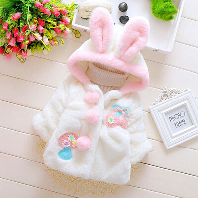 

Baby Girl Coat Autumn Winter Baby Girls Princess Warm Jacket Rabbit Ear Hoodie Casual Toddler Outerwear Infants clothing