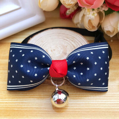 

British Style Adjustable Pet Bow Tie With Bell Necktie Collar For Cat Puppy Dog