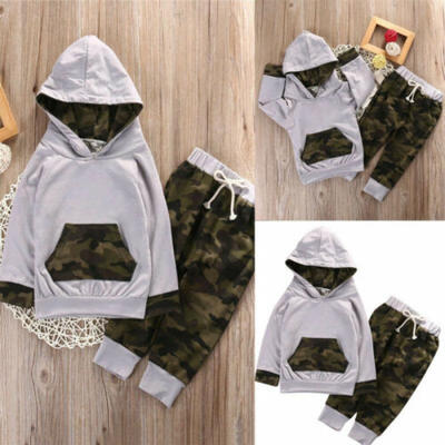 

Autumn Winter Newborn Toddler Boys Girls HoodieCamouflage Sweatsuit Outfits