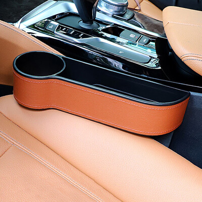 

Black Leather Car Storage Box Cup Holder Coin Bag Console Trim Auto Universal