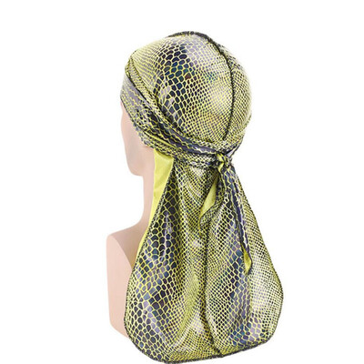 

6 Colors Men Women Silky Durag Turban Hijab Cap Long Tail Bandanas Chemo Caps Head Scarf