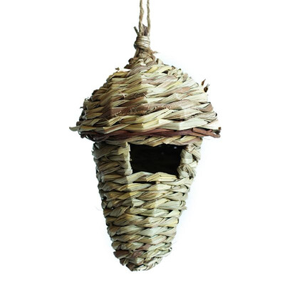 

Grass Bird Nest Bird Hut Cage House Breeding Cave Woven Hanging Birdhouses for Parrot Canary Cockatiel Resting Place