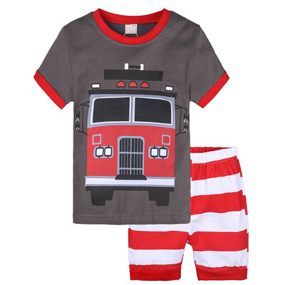 

Kids Boys Sets Summer Boys Sets Clothes T shirtshort Pants cotton sports Fire Truck printed Set Children Suit for 1-7T