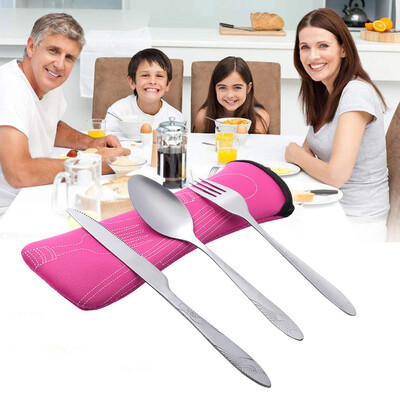 

Toponeto 3 Pcs Stainless Steel Fork Spoon Chopsticks Travel Camping Cutlery Eyeful