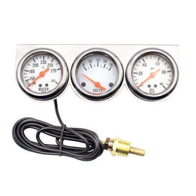 

52mm 12V Gauge Kit Water Temp Gauge Oil Pressure Voltage Gauge Sensor Triple Car Meters Kit 3 in 1 Car Meter