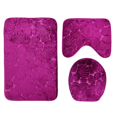

〖Follure〗3pc Bathroom Set Rug Contour Mat Toilet Lid Cover Plain Solid Color Bathmats