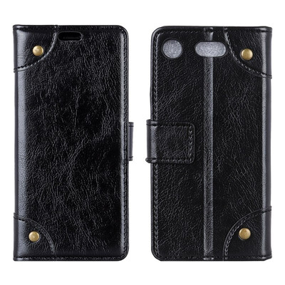 

MOONCASE Sony Xperia XZ1 Copper Buckle Napa Leather Case - Black
