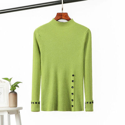 

Autumn And Winter Korean Style Sweet Sweater Women Solid Color Slim Fit Knitted Pullover Trend Button Female Jumpers