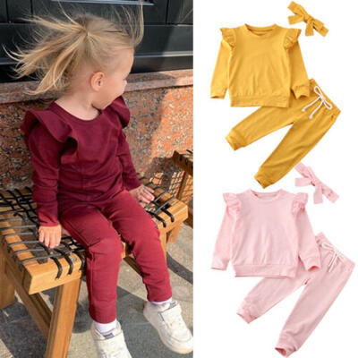 

US Kid Baby Girl Clothes Long Sleeve Autumn Tops T-Shirt Leggings Pants Outfits