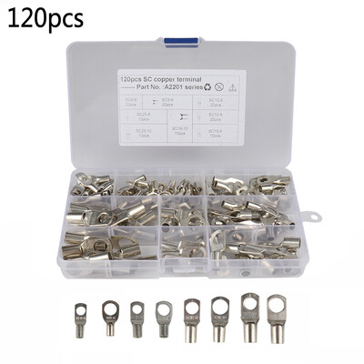 

120Pcs Storage Box Copper Terminals Connector Cable Connectors Bolt Hole Tinned