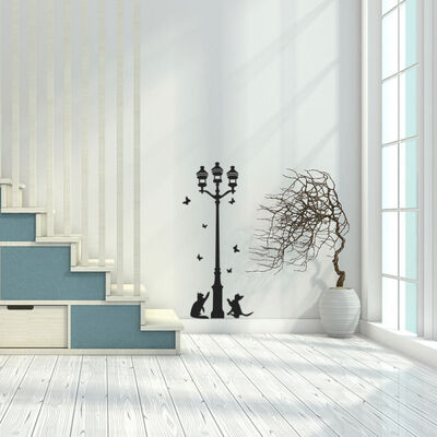 

DIY Black Cats Butterflies Street Lamp Wall Stickers for Living Room Porch Door Study Bedroom Nursery Kids Room Decor Z